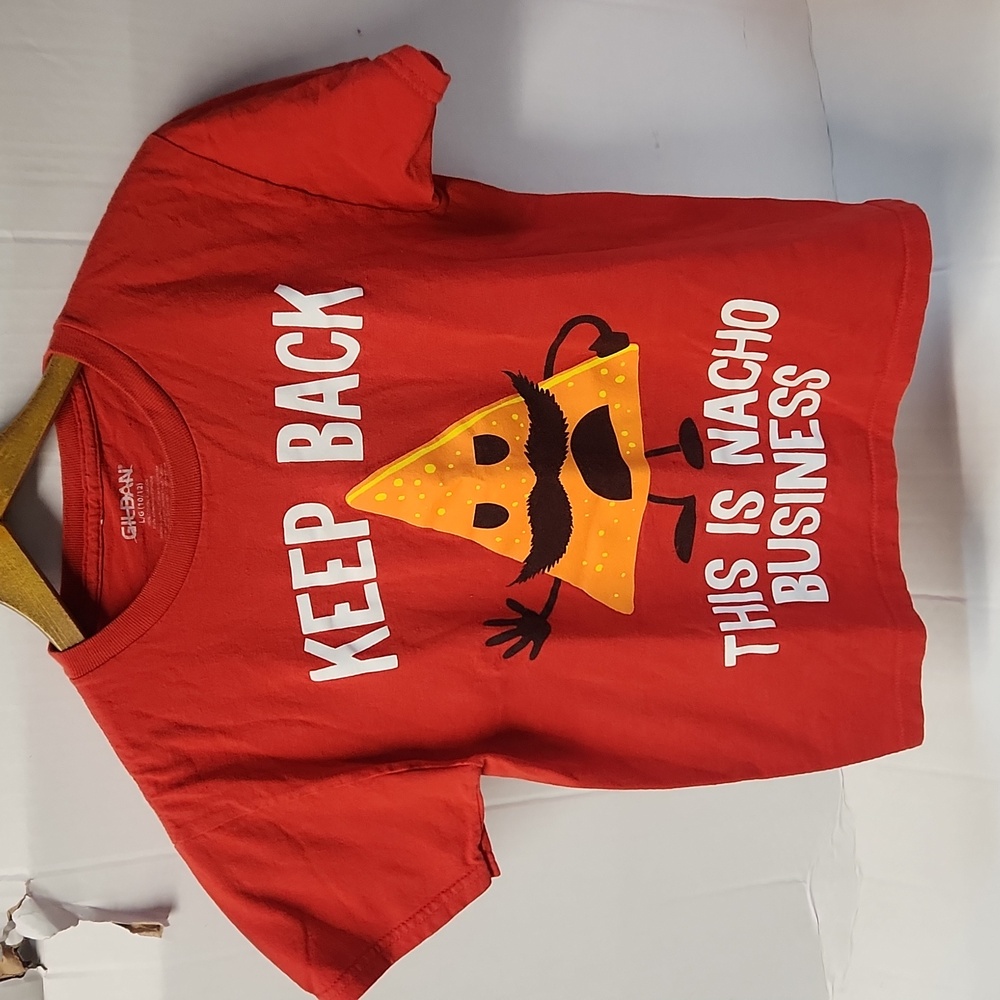 EUC Gildan Keep Back This is Nacho Business boy's sz L (10/12) Tshirt